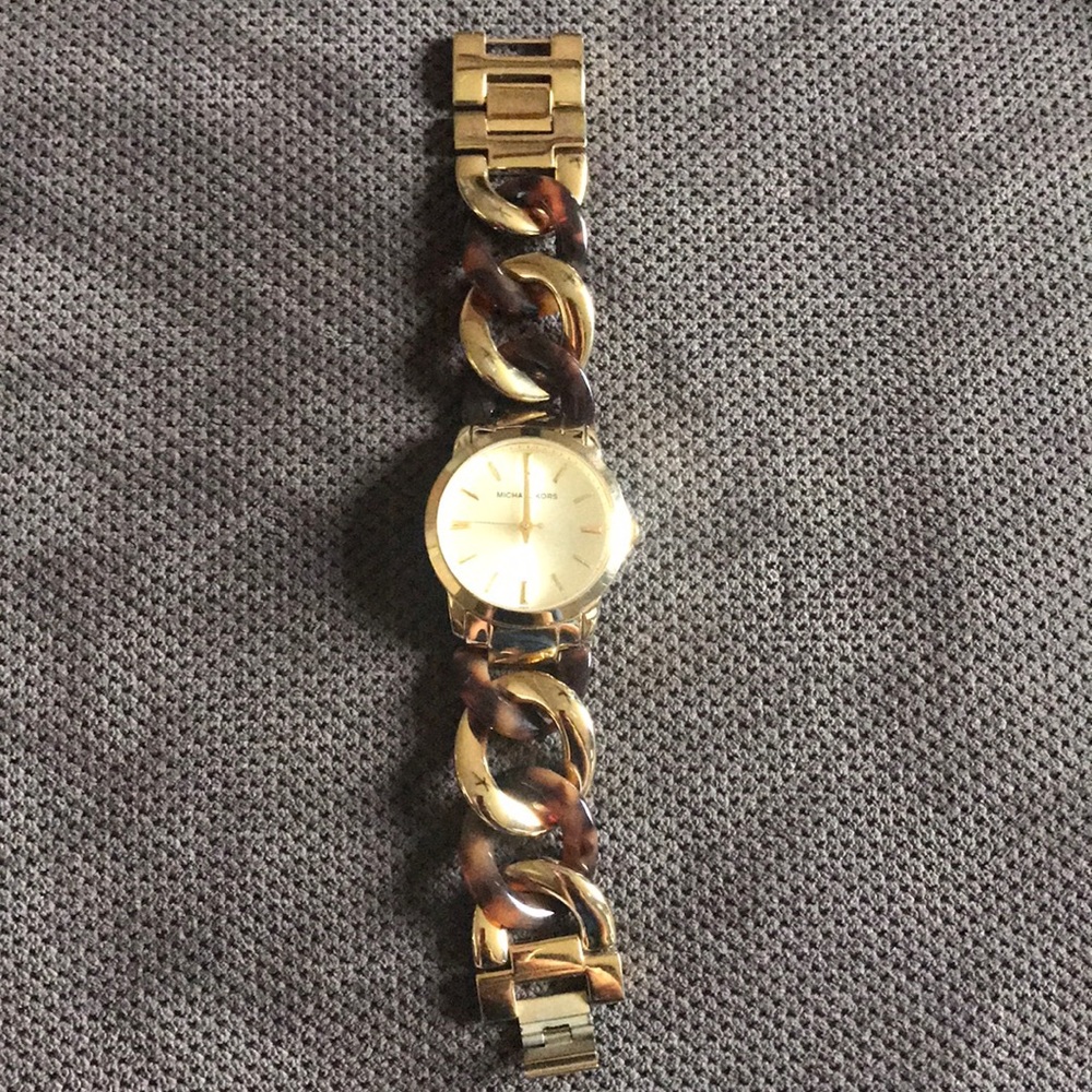 Michael Kors Gold and Print Bracelet Watch